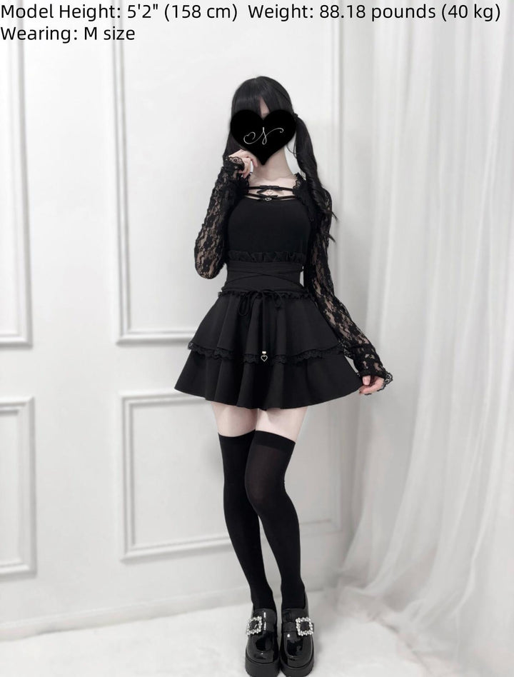 Solid Ryousangata Skirt, Built-in Safety Shorts 43656:782377