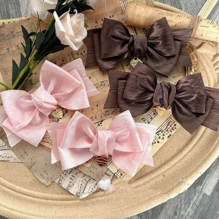 Lolita Headdress Pink Brown Clip Sweet Bow Hair Accessory 32172:563070 32172:563070