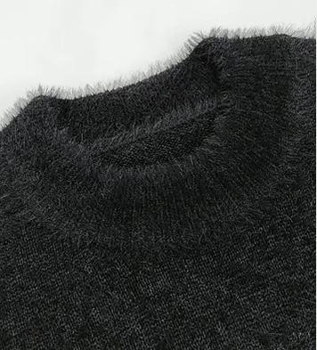 Kawaii Black Sweater Fluffy Voluminous Thickening Sweater 22752:326922