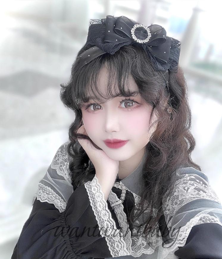 Jirai Kei Headwear Rhinestone Bow Headband With Sparkle 43297:772909