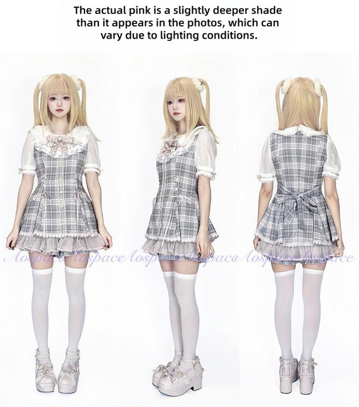 Jirai Kei Lace-Sleeved Dress, Elastic Shorts 44759:824570