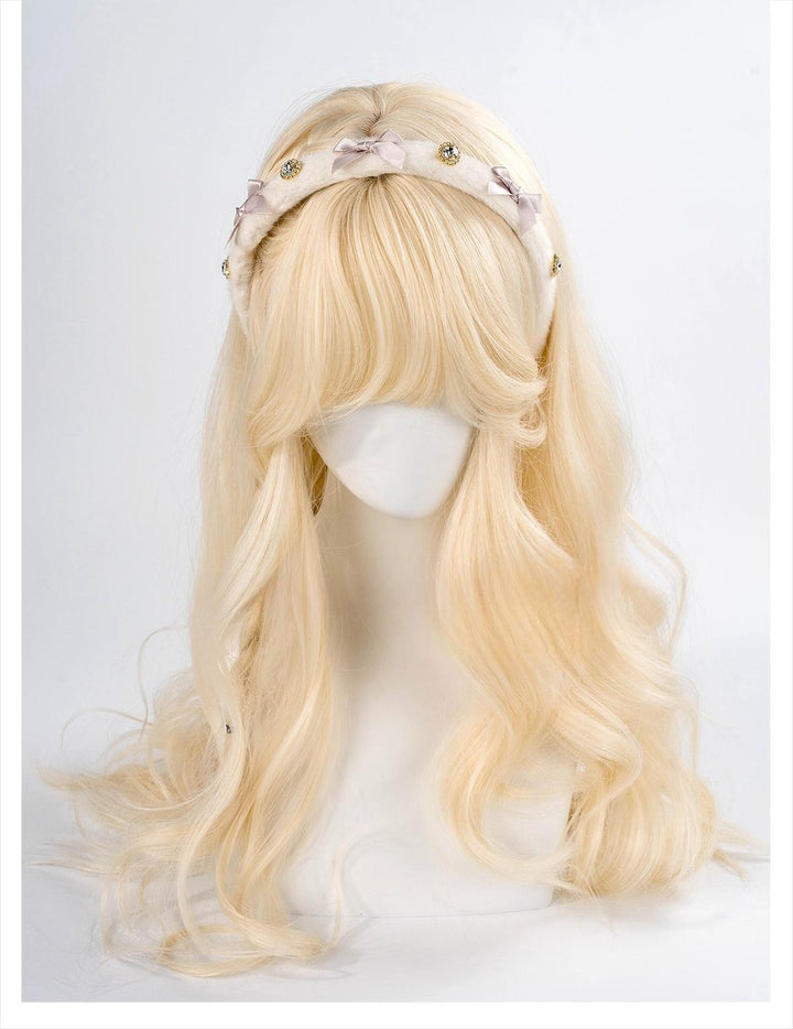 Jirai Kei Headwear Rhinestone Bow Hairband Fluffy Headpiece 39654:648230