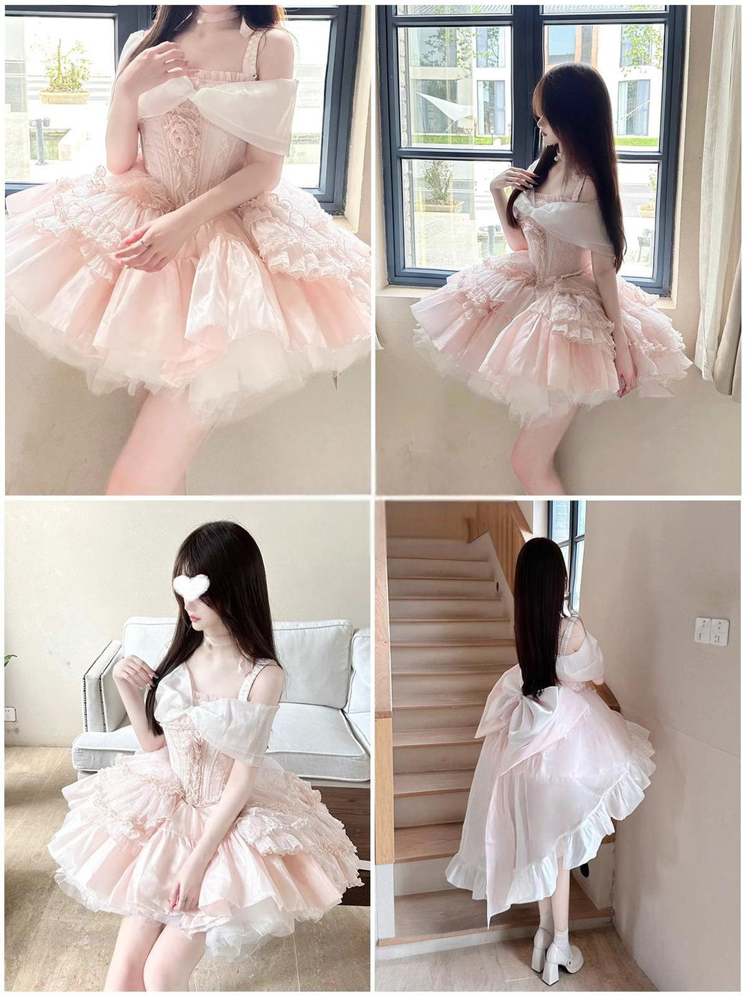 Lolita Dress Set Sakura Pink Princess Dress With Train 38096:627956