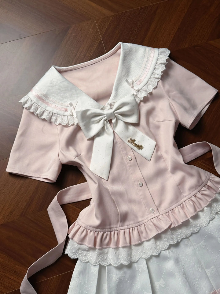 Ryousangata Sailor Collar Blouse, Pleated Skirt (L M S) 45342:848358