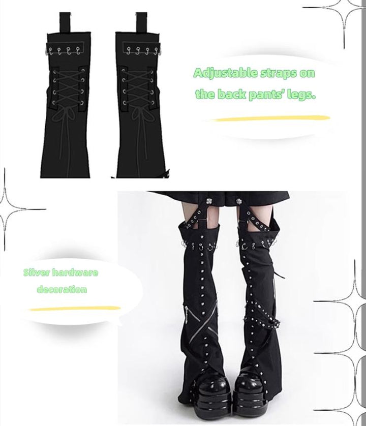 Punk Trousers Y2K Pants Detachable Patchwork Pants 38074:580572