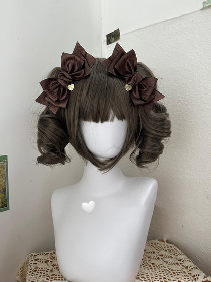 Lolita Headdress Pink Brown Clip Sweet Bow Hair Accessory 32172:563082