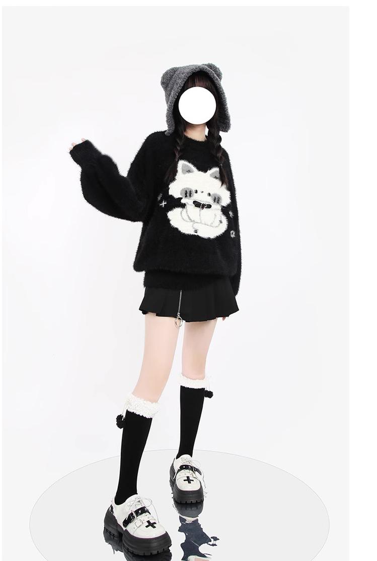 Jirai Kei Sweater Fluffy Voluminous Thickening Sweater 22752:326916