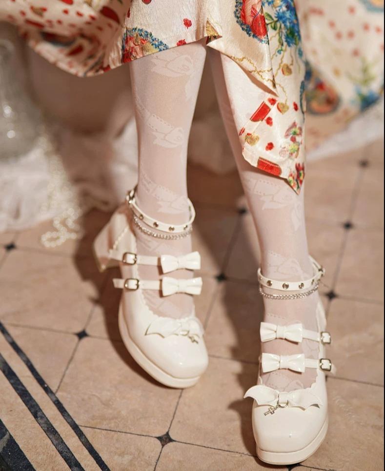 Halloween Gothic Lolita Heeled Shoes, Cross Pendant 45653:857599
