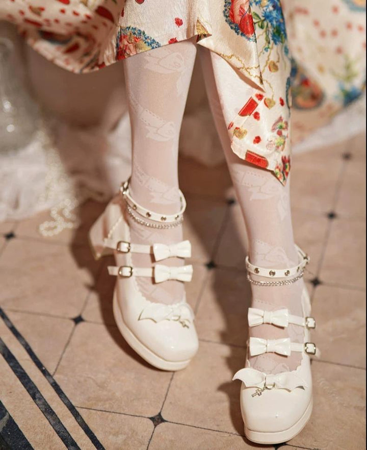 Halloween Gothic Lolita Heeled Shoes, Cross Pendant 45653:857599