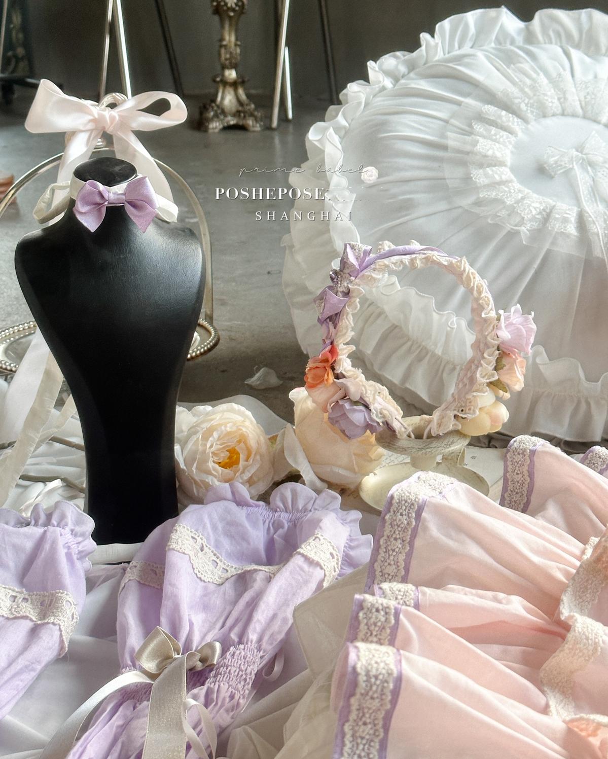 Lolita Dress Set Sweet Violet Pink Puffy Dress Corset Dress 36388:554880