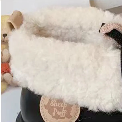 Kawaii Shoes White Black Shoes Lamb Wool Padded Snow Boots 33768:450180 33768:450180