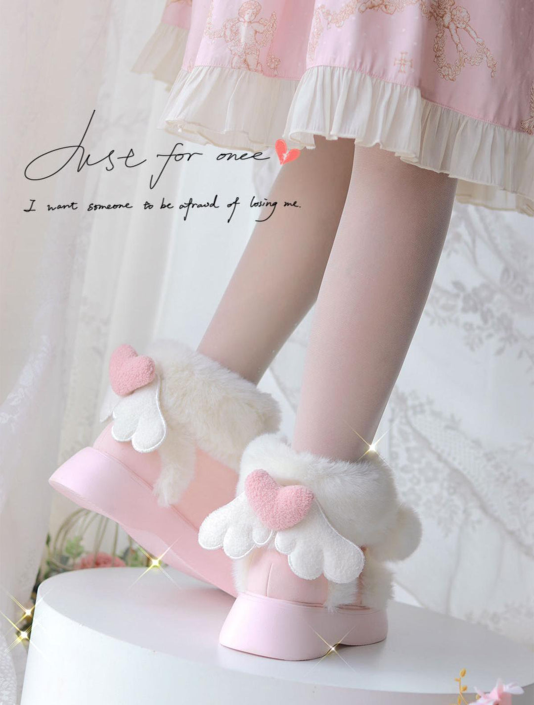 Winter Lolita Shoes Angel Wings Plush Padded Snow Boots 40328:655960