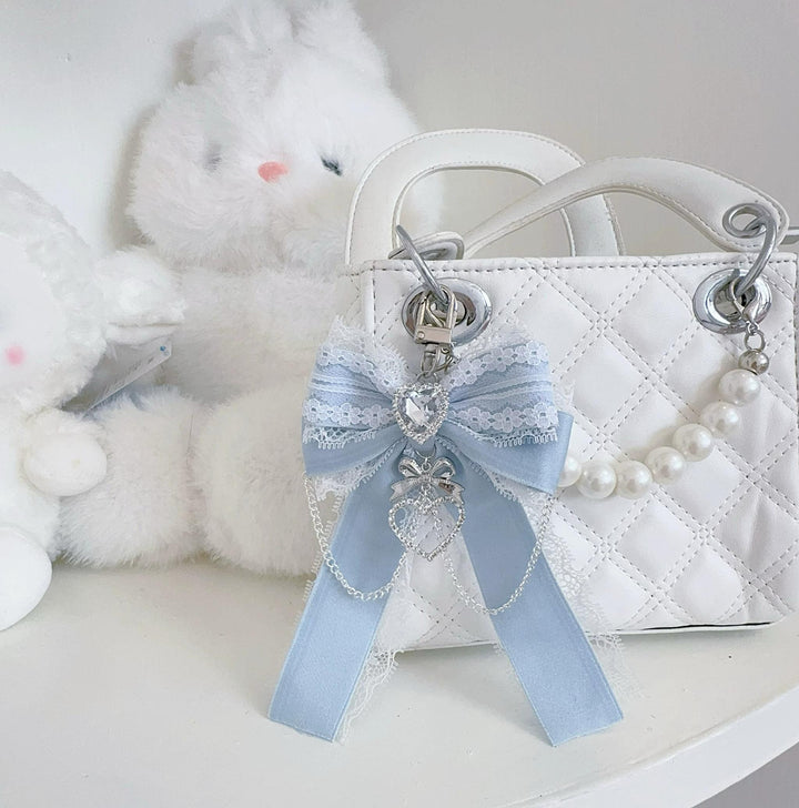Ryousangata Bow Bag Pendant, Heart Rhinestone and Chain 45525:852370