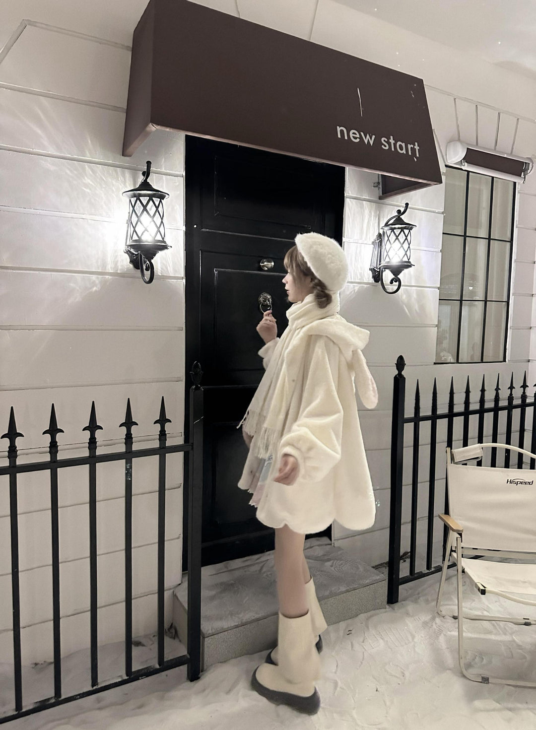 Jirai Kei Coat Sweet Bunny Ear Hoodie Long Fleece Coat 40938:682288