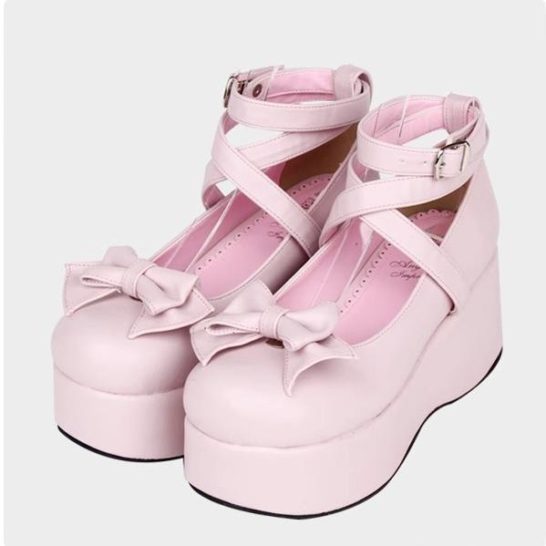 Lolita Shoes Platform Shoes Cross Strap Buckle Shoes Multicolor (34 35 36 37 39 / Pink) 31650:373110 (34 35 36 37 39 / Pink) 31650:373110