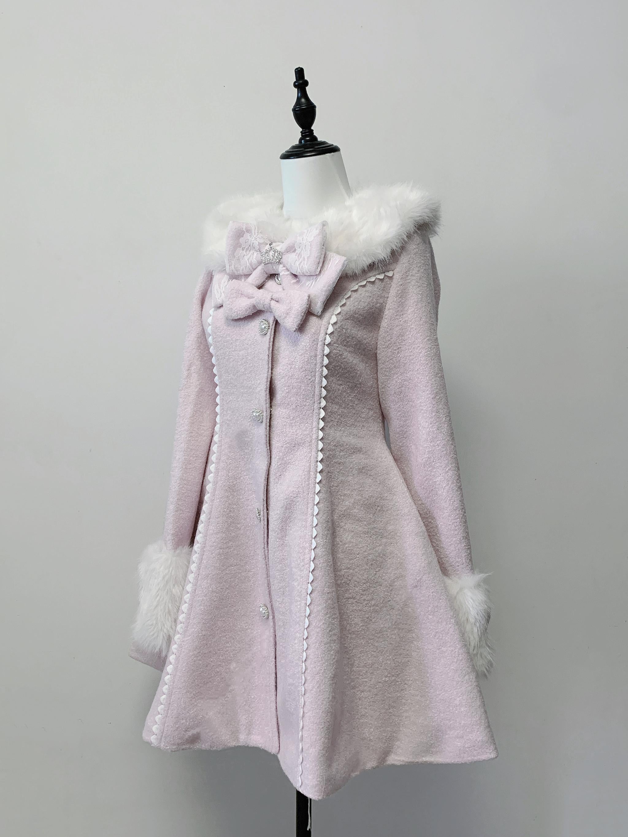 Jirai Kei Wool Blend Winter Coat, Quilted Lining – Honey Wardrobe