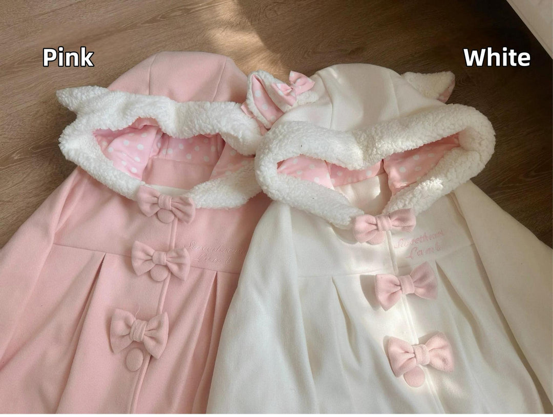 Sweet Lolita Coat Kawaii Bow Bunny Ear Hooded Coat 40934:682142