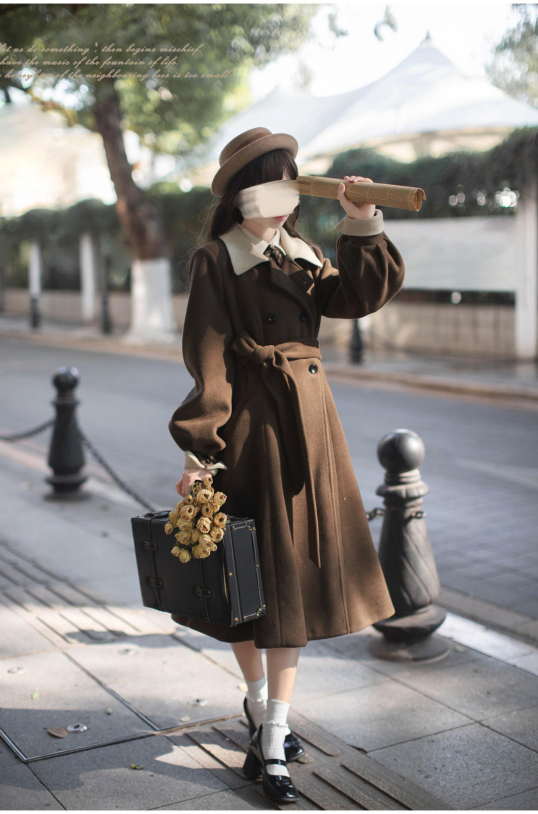 Retro Lolita OP Dress And Brown Lolita Coat Plaid Dress 41080:686020