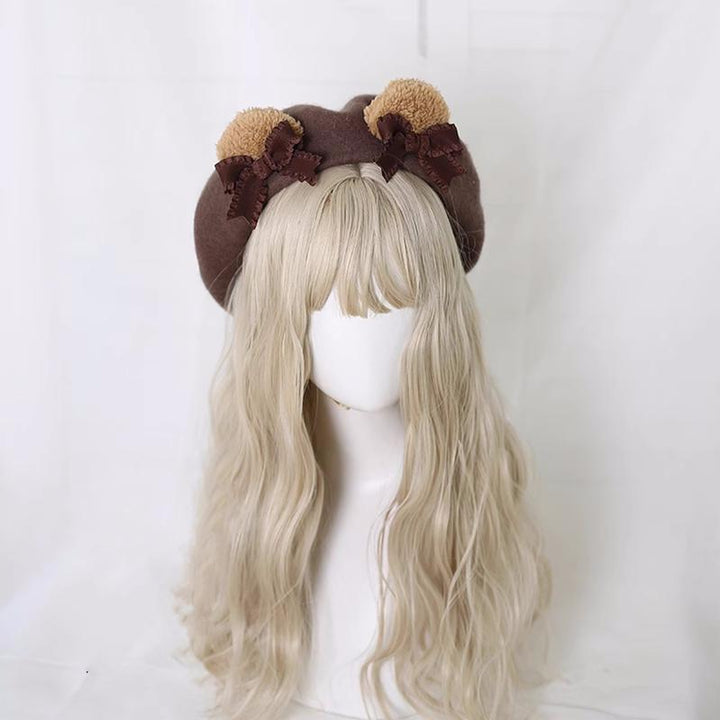 Handmade Lolita Hat Japanese Bear Ears Beret 28936:339102 28936:339102