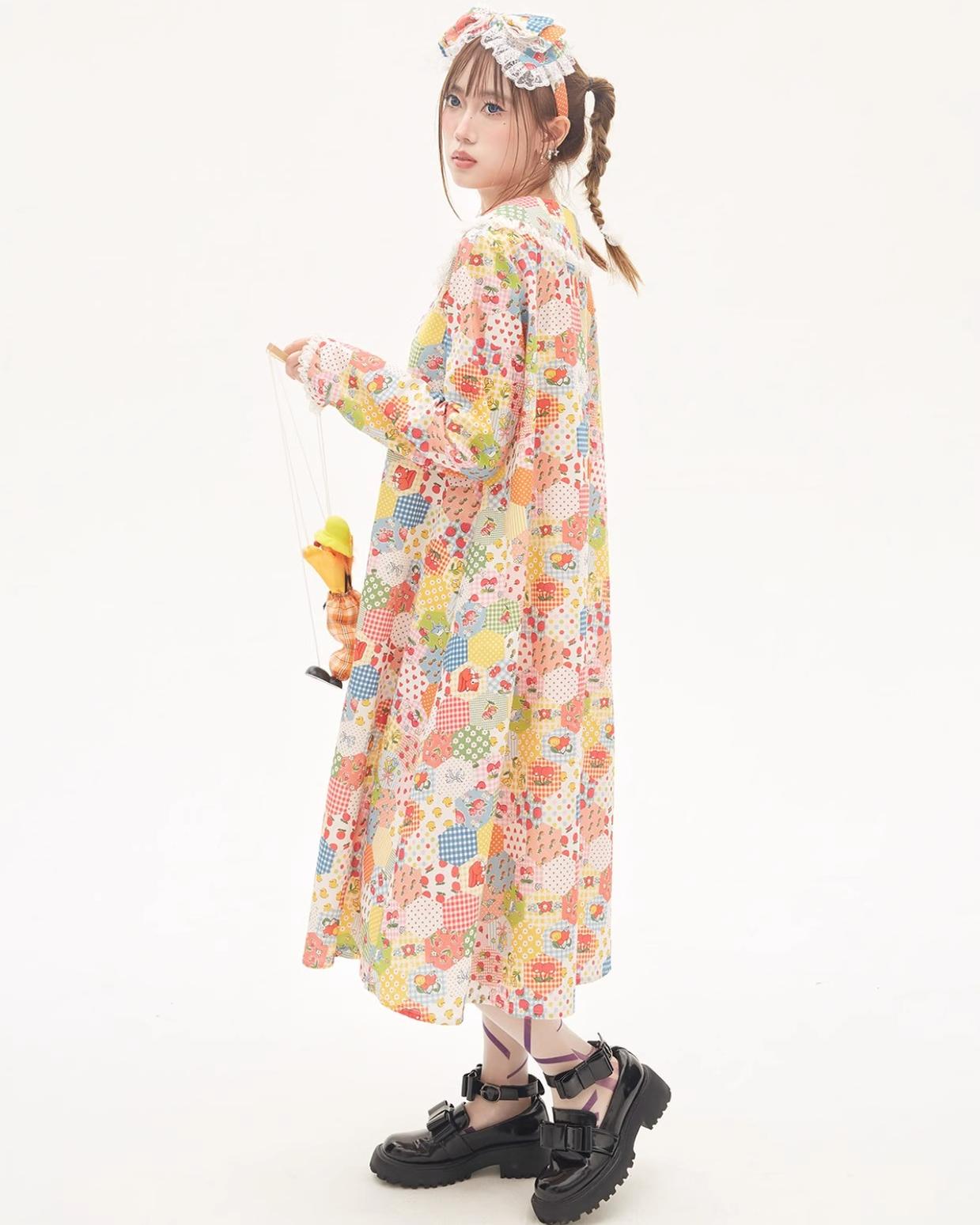 Lolita Dress Kawaii Kidcore Dress Retro Cartoon Dress 36154:543170