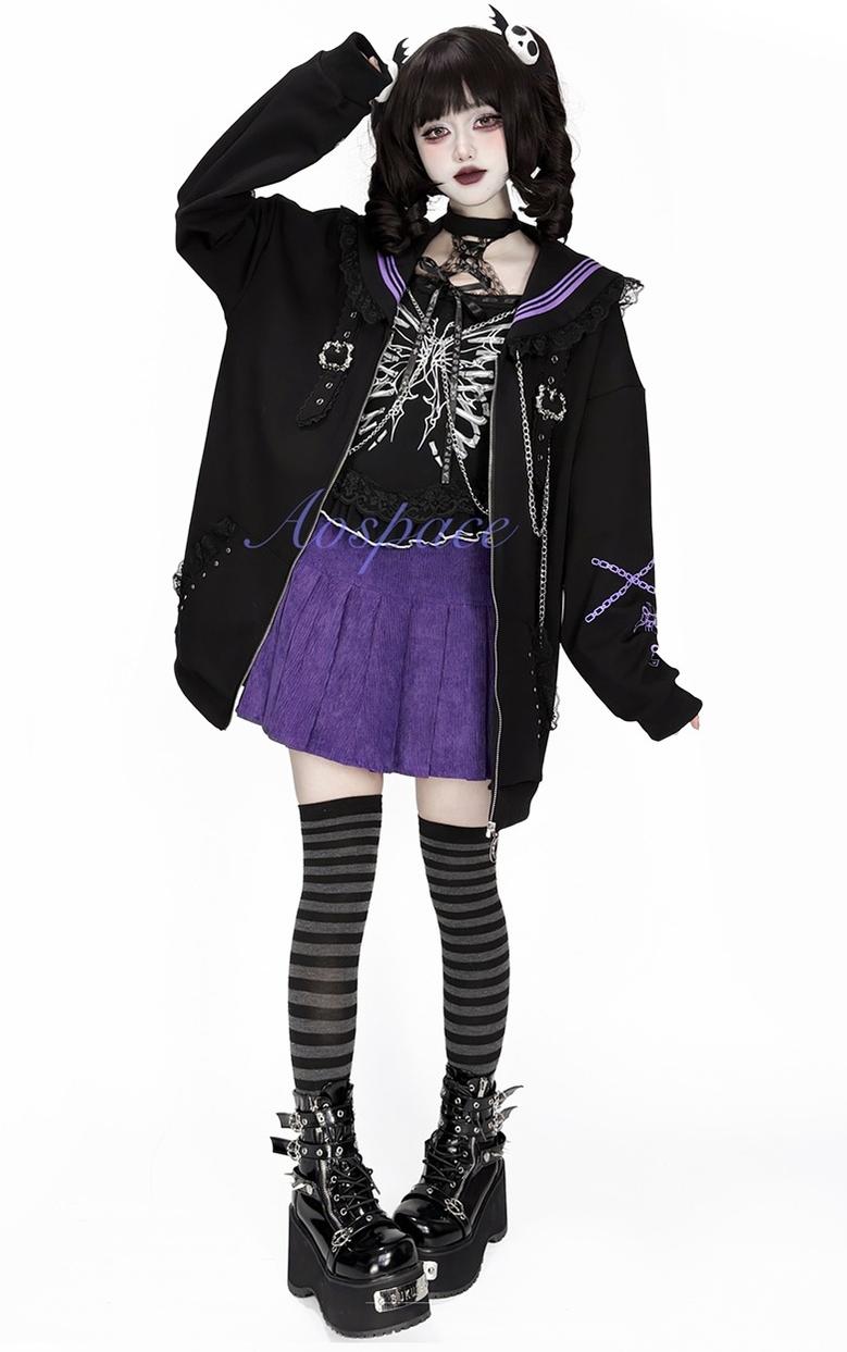 Subculture Sailor Collar Jacket, Chain Accents 43824:787400