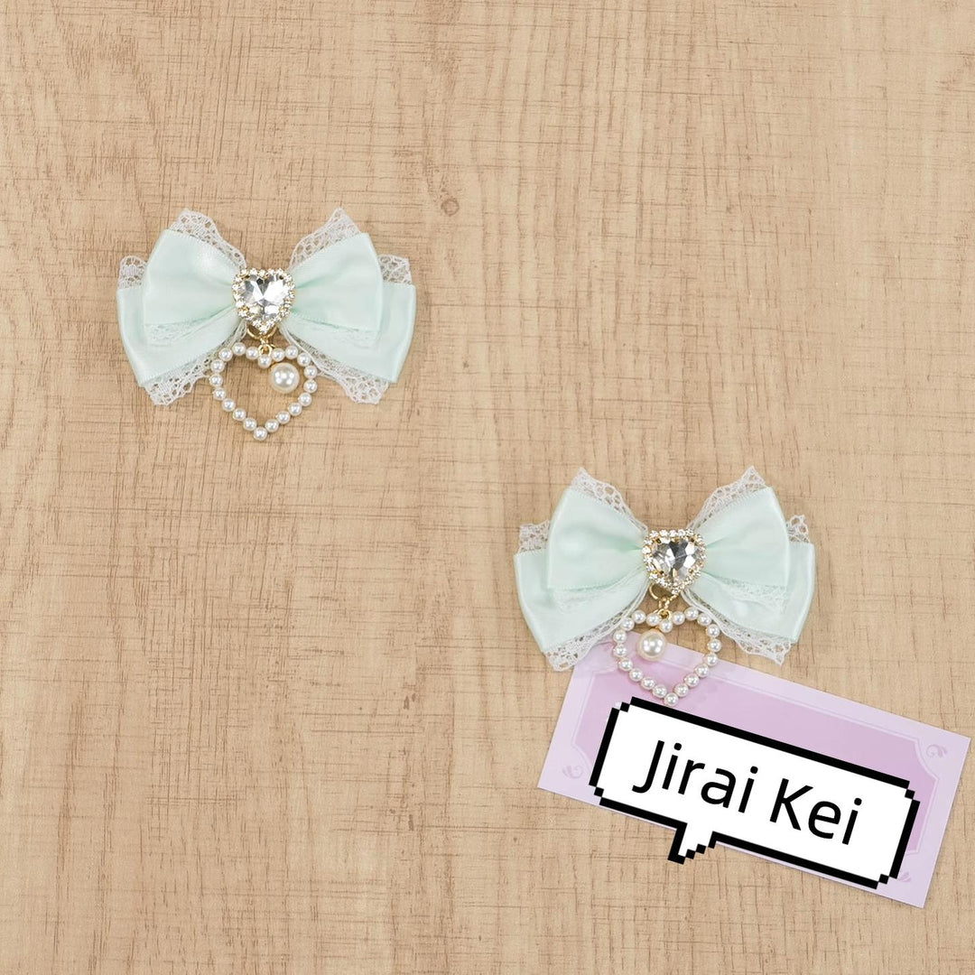 Jirai Kei Hair Clip Lace Bow Rhinestone Barrette 38774:608558