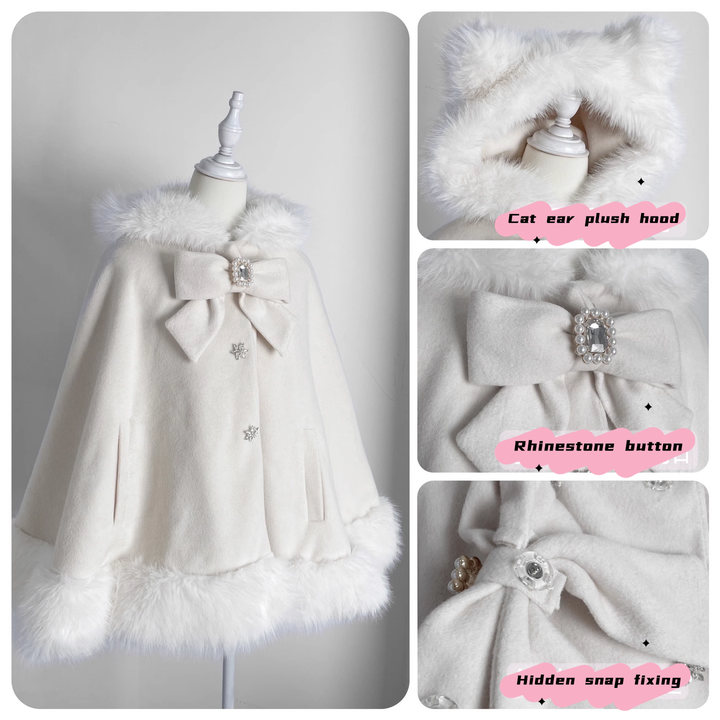 Jirai Kei Coat Cat Ear Hood Coat Winter Wool Cape Jacket 40958:702986