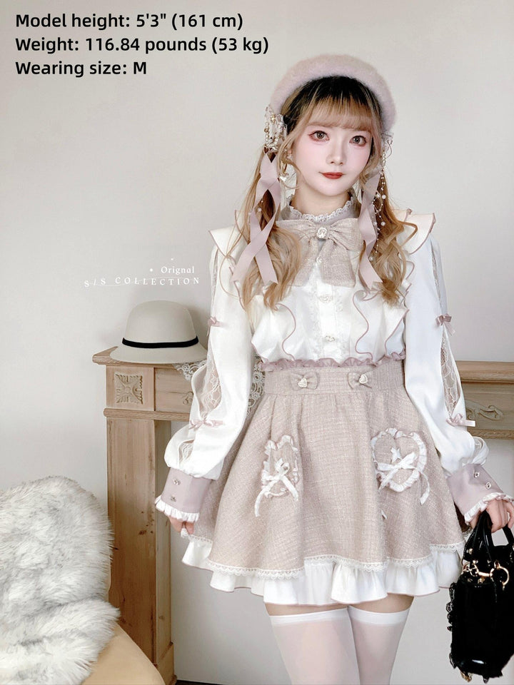 Pink and White Ryousangata Tweed Dress, Elastic Shorts 44755:825275