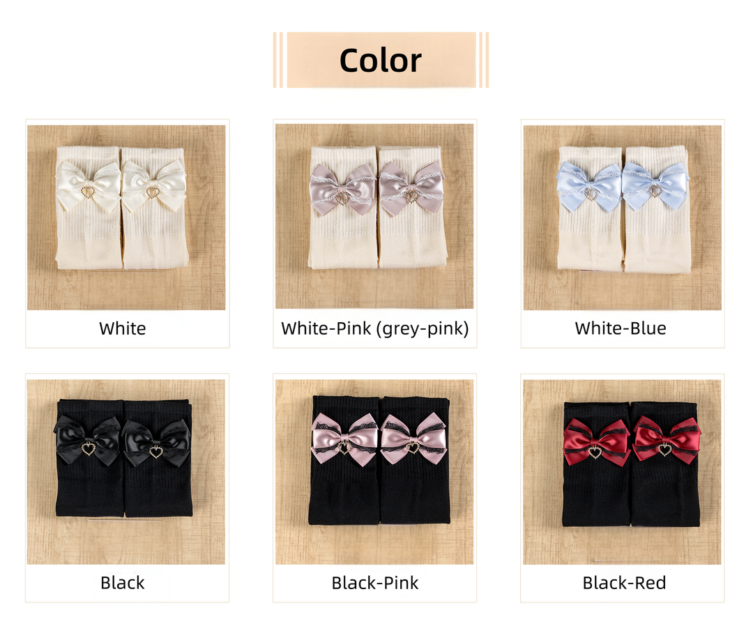 Jirai Kei Socks Cute Cashmere Thighhighs With Lace Bow 41744:716876