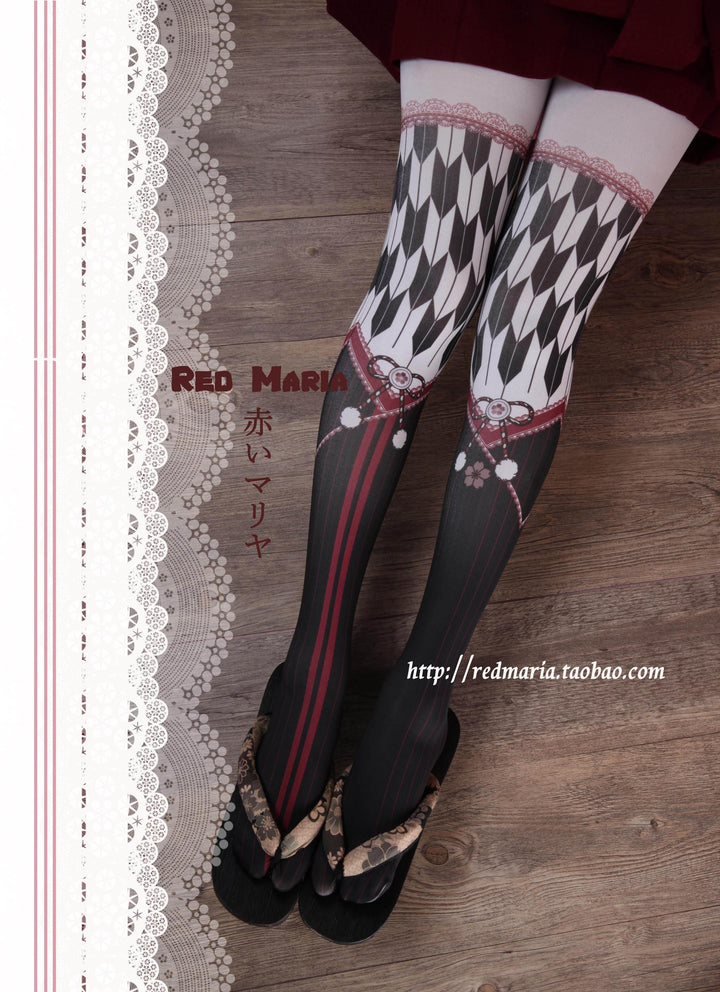 Lolita Socks Arrow Feather Printed Tights Multicolor 32148:567334 32148:567334