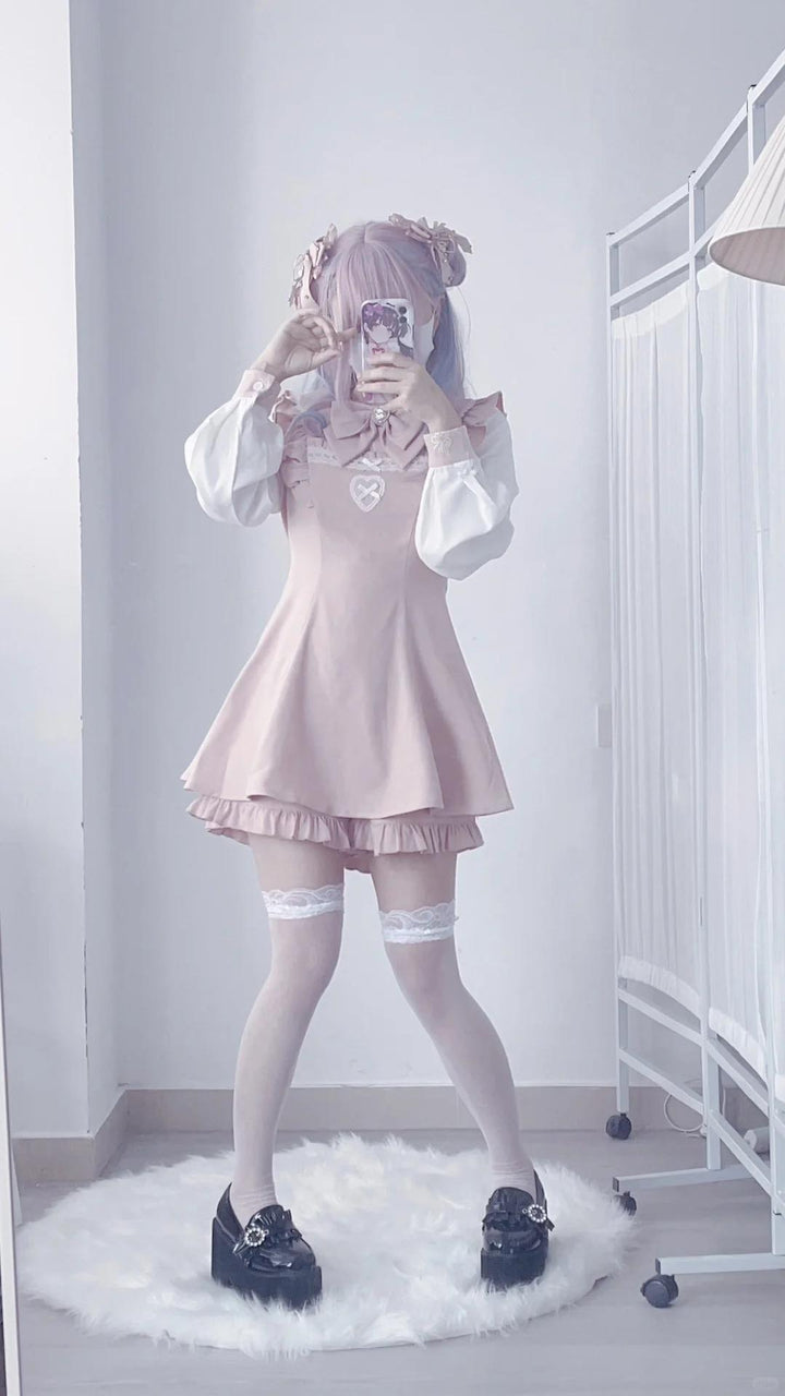 Jirai Kei Set Up Lace Dress Set Black Pink Blue Dress 34480:761512
