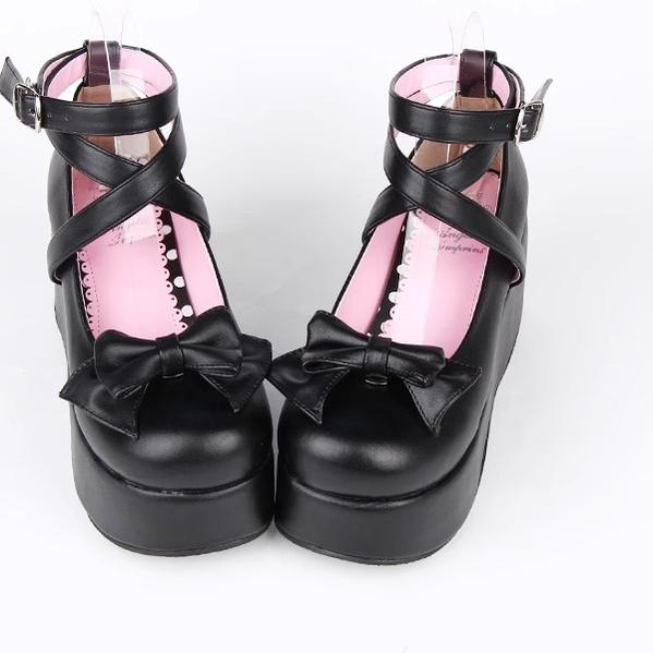 Lolita Shoes Platform Shoes Cross Strap Buckle Shoes Multicolor (33 34 35 36 37 38 39 40 41 42 43 44 45 46 47 / Black) 31650:373096 (33 34 35 36 37 38 39 40 41 42 43 44 45 46 47 / Black) 31650:373096