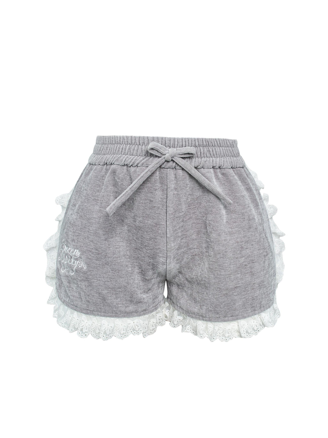 Kawaii White Off-Shoulder Sweater And Grey Shorts (M S XS) 41126:692118