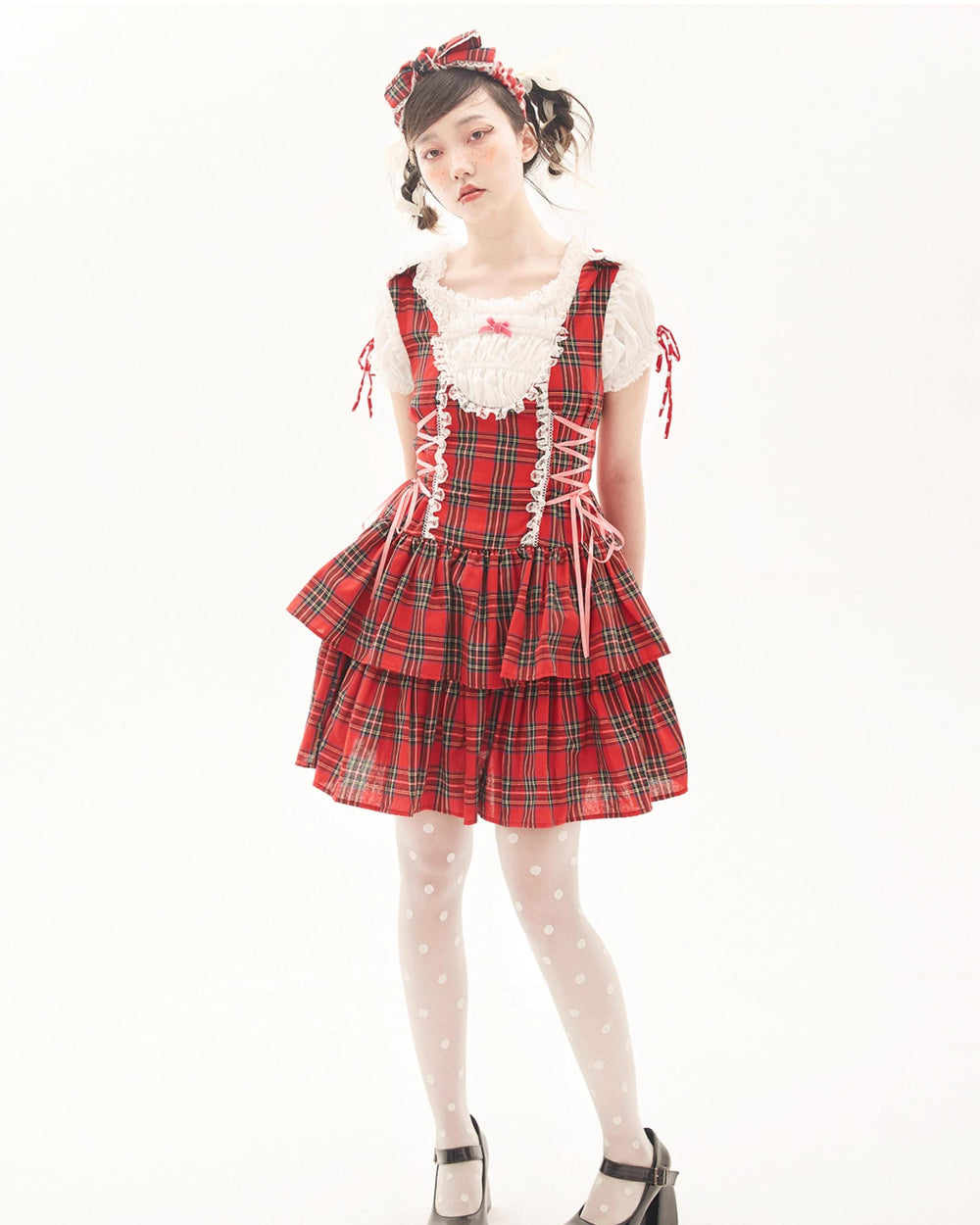 Lolita Dress Retro Red Plaid Dress Cool Girl Dress 36162:543456 36162:543456