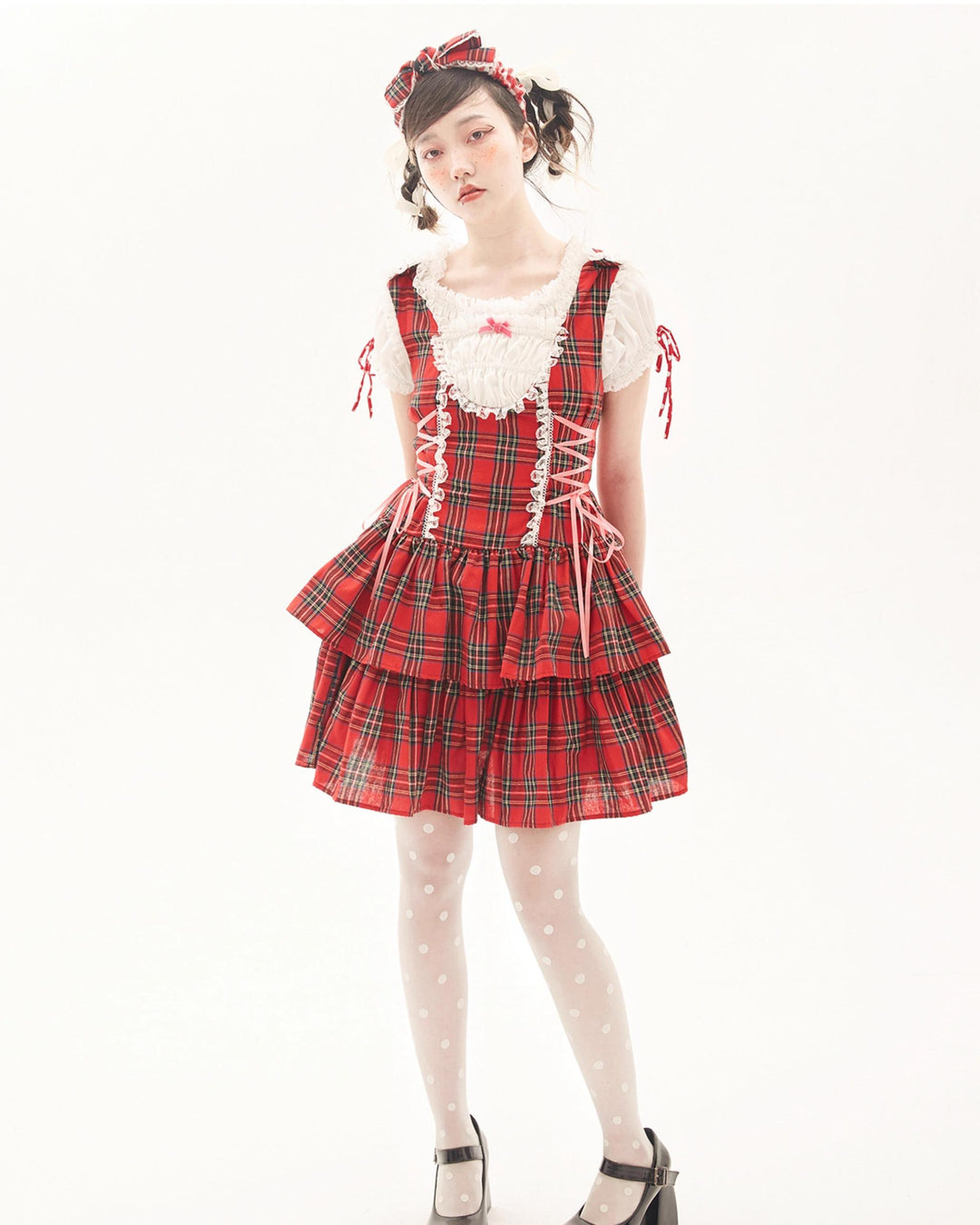 Lolita Dress Retro Red Plaid Dress Cool Girl Dress 36162:543456 36162:543456