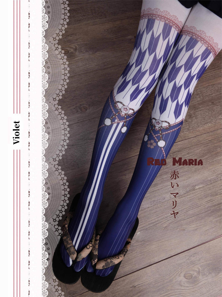 Lolita Socks Arrow Feather Printed Tights Multicolor 32148:423136 32148:423136