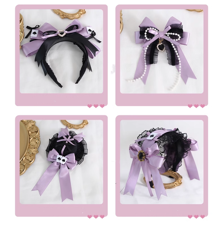 Gothic Lolita Headpiece Black Violet Hair Accessory Brooch 39116:613624