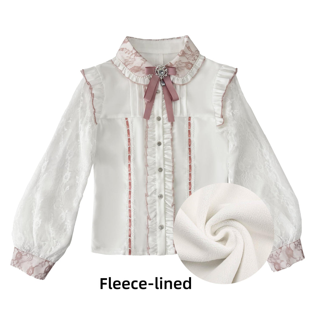 Jirai Kei Lace Sleeves Blouse, Fleece Lining (L M S XL / In-stock Pre-order) 44177:800967