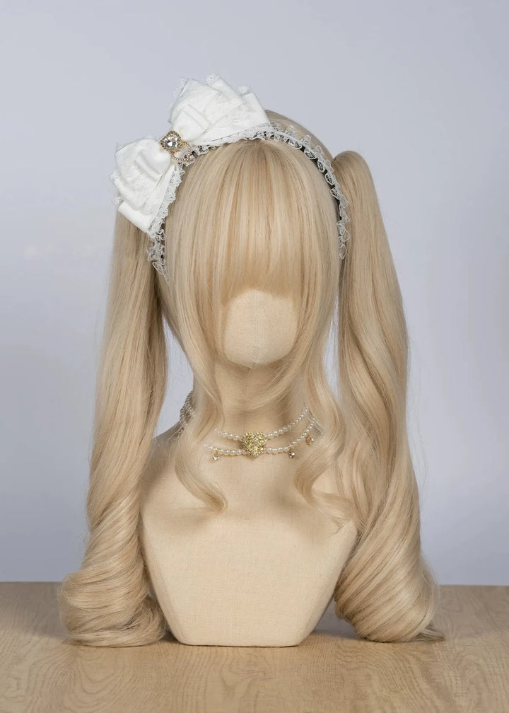 Ryousangata Three-Layered Bow Headband, Heart Rhinestone 45560:853297