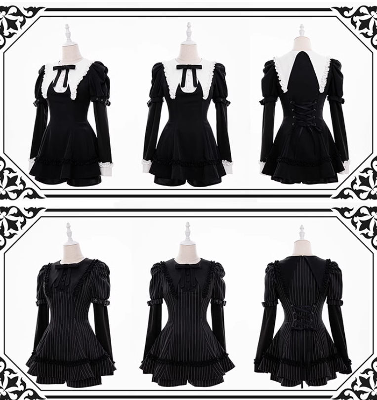 Jirai Kei Dress Set Puritan Collar Dress And Shorts Setup 40752:677306