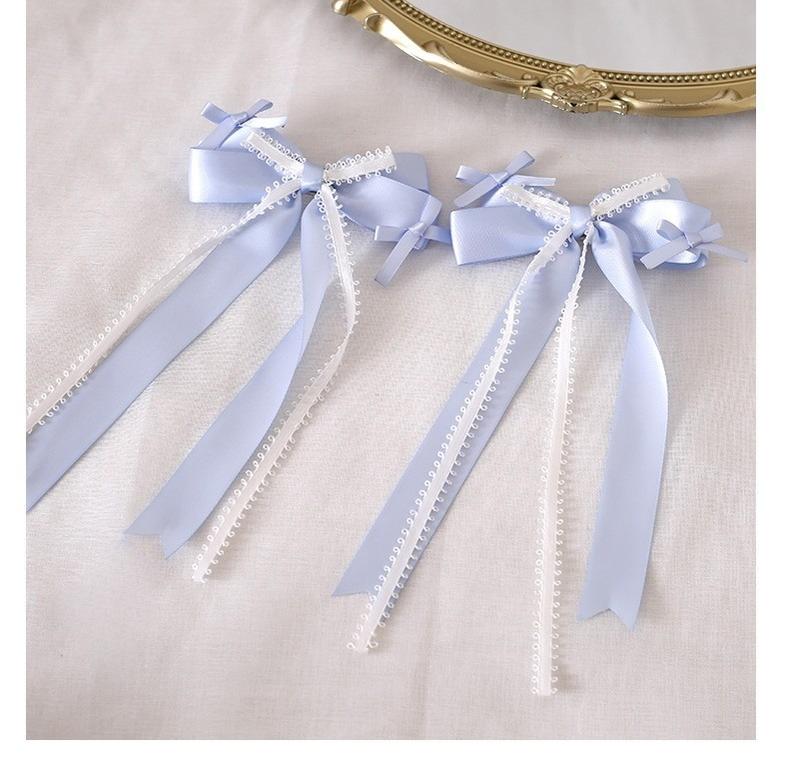 Lolita Headdress Blue Satin Ballet Hair Clip Lace Headband 37020:551612