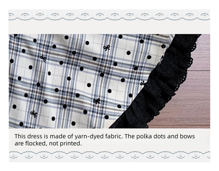 Cotton Lining Jirai Kei Dress, Plaid & Polka Dot Style 44924:830007