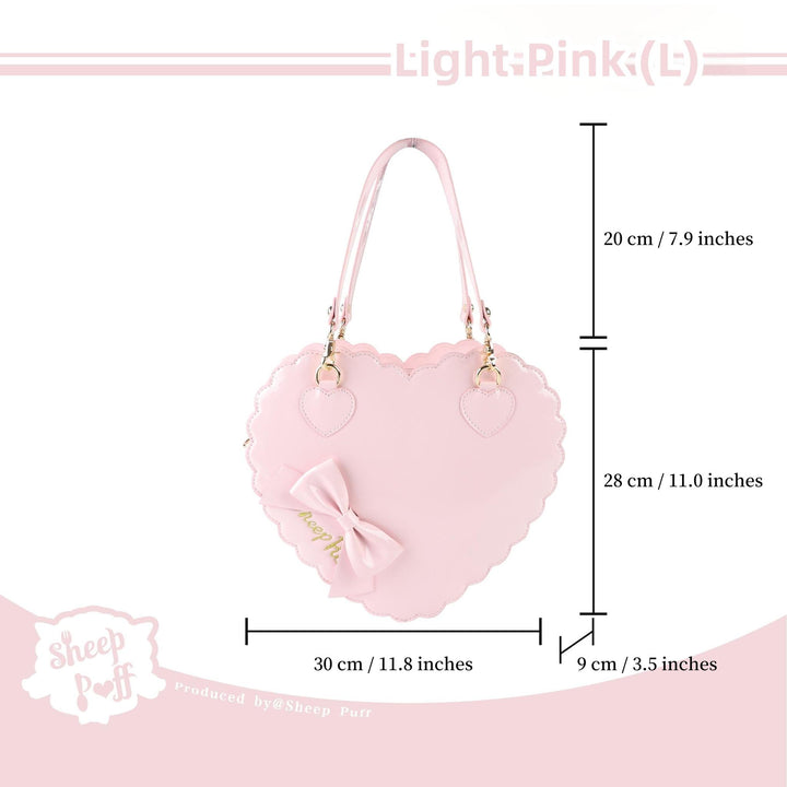 Sweet Lolita Bag Cute Heart Shaped Scalloped Bow Handbag 40326:656086