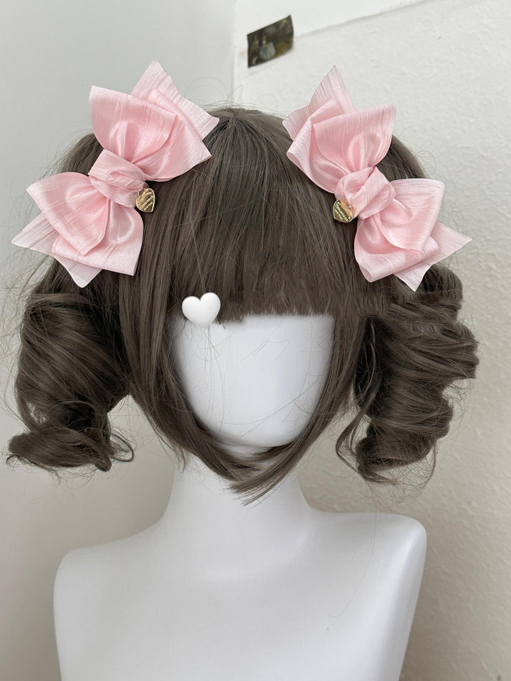 Lolita Headdress Pink Brown Clip Sweet Bow Hair Accessory 32172:563086 32172:563086