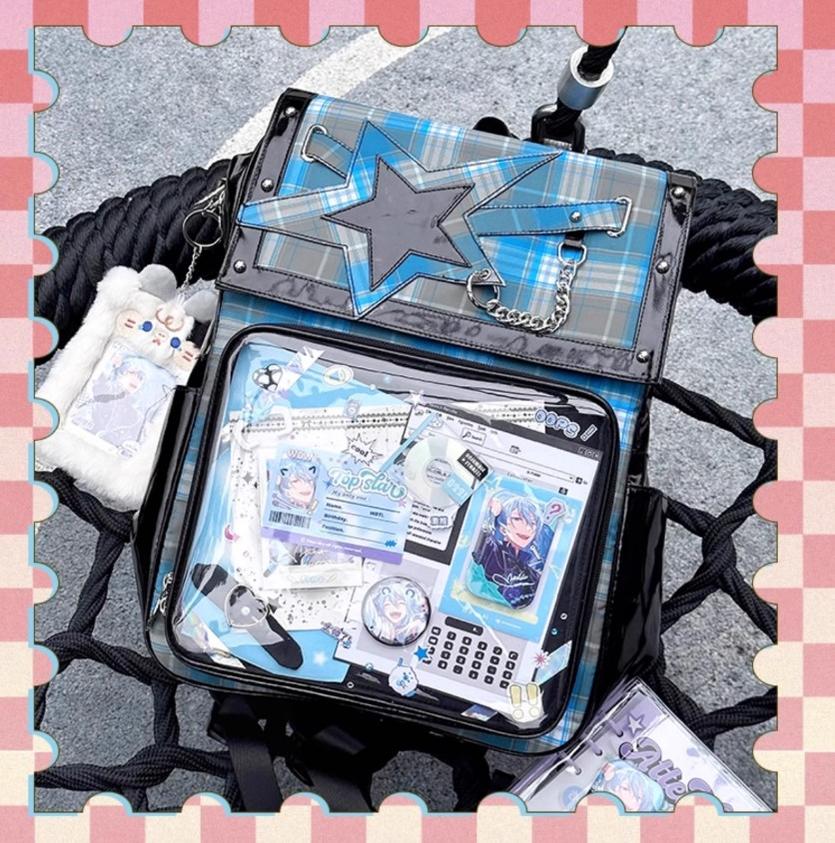 Subculture Ita Bag Plaid Star Large Capacity Ita Backpack 40120:665938