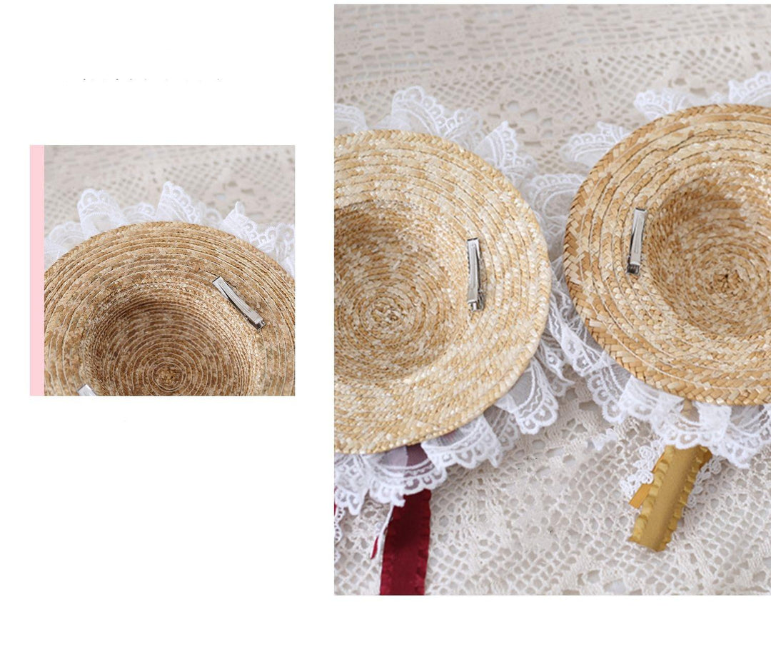 Mori Kei Straw Hat Lolita Strawhat Handmade Elegant Strawhat 36432:522356 36432:522356