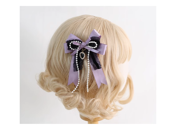 Gothic Lolita Headpiece Black Violet Hair Accessory Brooch 39116:613628