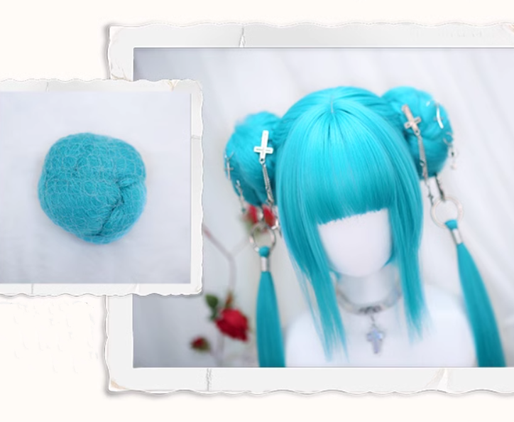 Lolita Wig Anime Wig Short Straight Hairpiece With Natural Ponytail 35882:506058 35882:506058