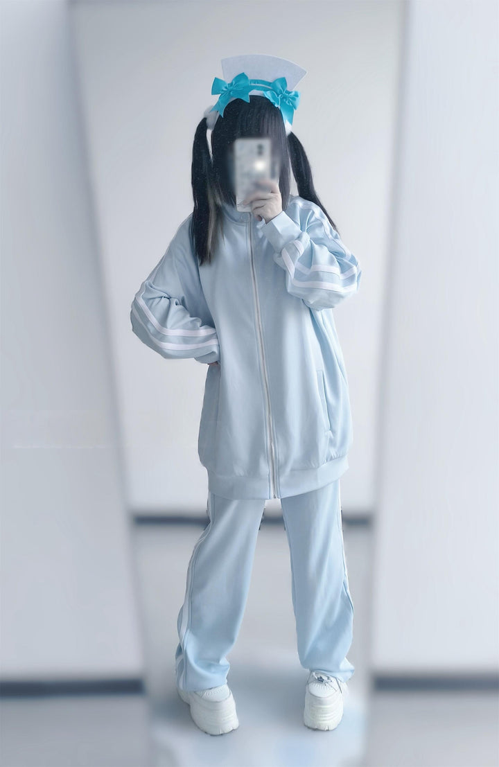 Tenshi Kaiwai Jersey Jacket, Water Blue Pants 44856:825632