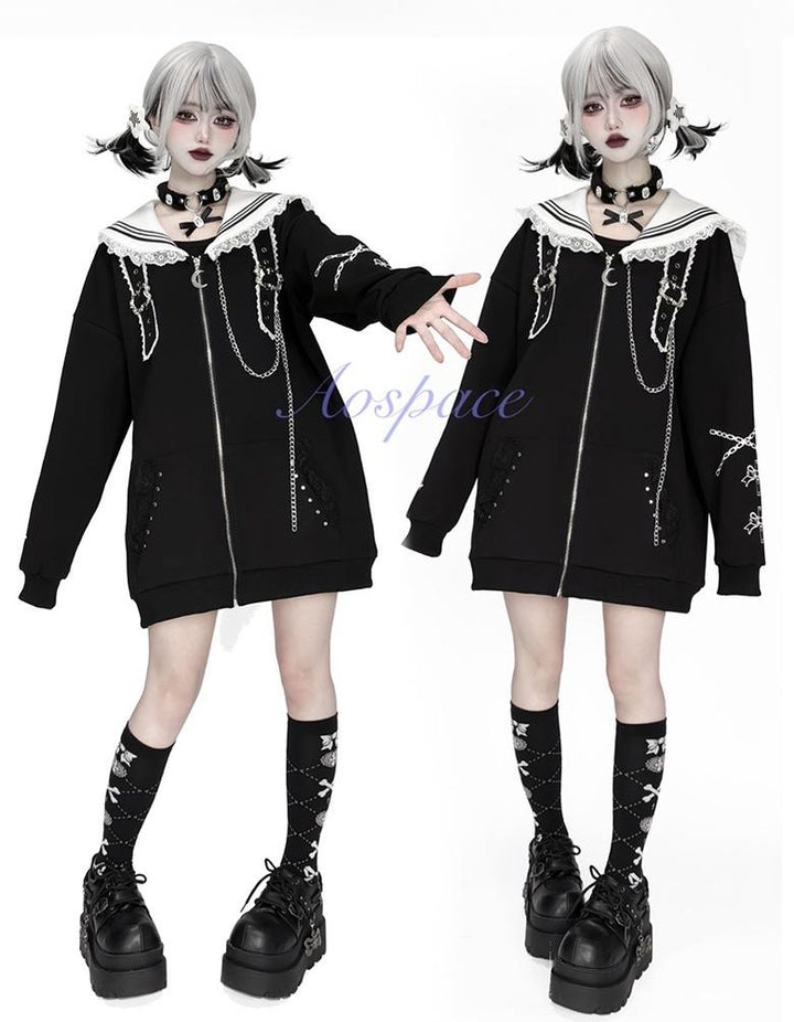 Subculture Sailor Collar Jacket, Chain Accents 43824:787394